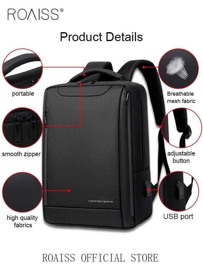 Oxford Backpack Men's 15.6-inch Large Capacity Outdoor Travel Laptop Backpack Leisure Business Commuting Bag Waterproof Laptop Computer Bag for Daily Use Student Travel with USB Charge Port