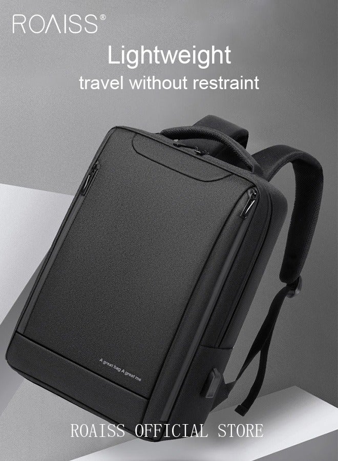 Oxford Backpack Men's 15.6-inch Large Capacity Outdoor Travel Laptop Backpack Leisure Business Commuting Bag Waterproof Laptop Computer Bag for Daily Use Student Travel with USB Charge Port