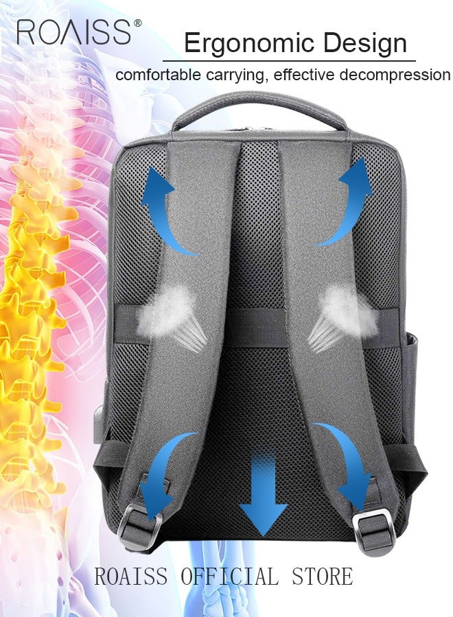 Oxford Backpack Men's 15.6-inch Large Capacity Outdoor Travel Laptop Backpack Leisure Business Commuting Bag Waterproof Laptop Computer Bag for Daily Use Student Travel with USB Charge Port