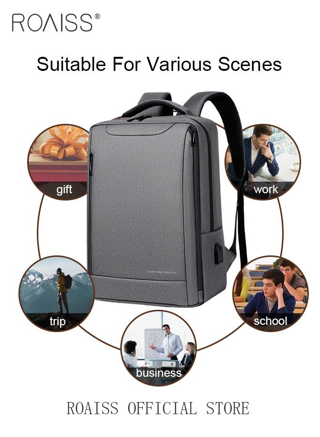 Oxford Backpack Men's 15.6-inch Large Capacity Outdoor Travel Laptop Backpack Leisure Business Commuting Bag Waterproof Laptop Computer Bag for Daily Use Student Travel with USB Charge Port
