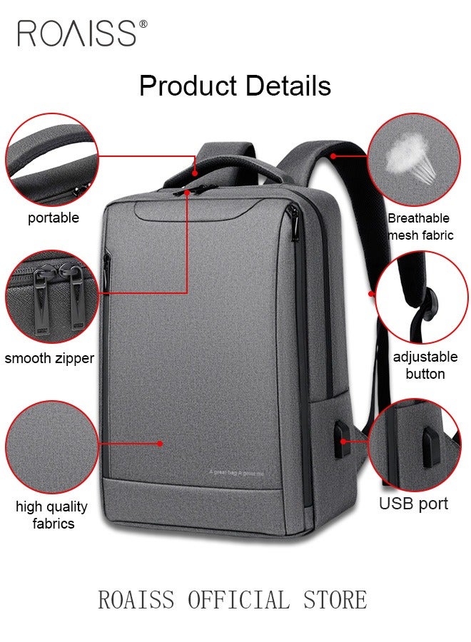Oxford Backpack Men's 15.6-inch Large Capacity Outdoor Travel Laptop Backpack Leisure Business Commuting Bag Waterproof Laptop Computer Bag for Daily Use Student Travel with USB Charge Port