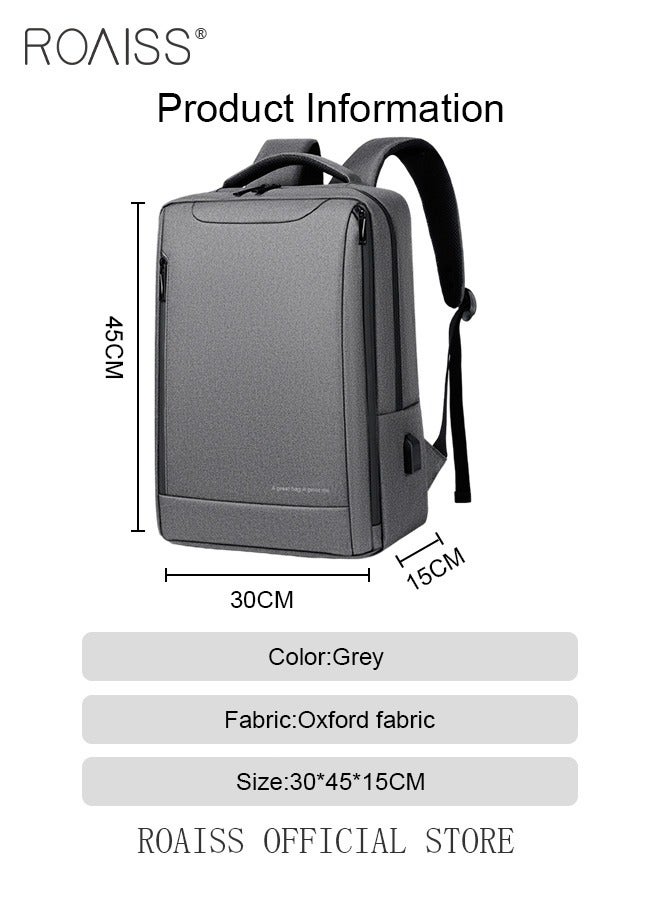 Oxford Backpack Men's 15.6-inch Large Capacity Outdoor Travel Laptop Backpack Leisure Business Commuting Bag Waterproof Laptop Computer Bag for Daily Use Student Travel with USB Charge Port