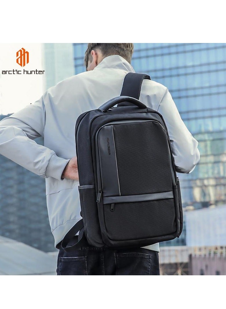 Casual Travel Backpack Water Resistant Unisex School College Bag with Built in USB Port and Laptop Compartment for Men and Women B00120C Black