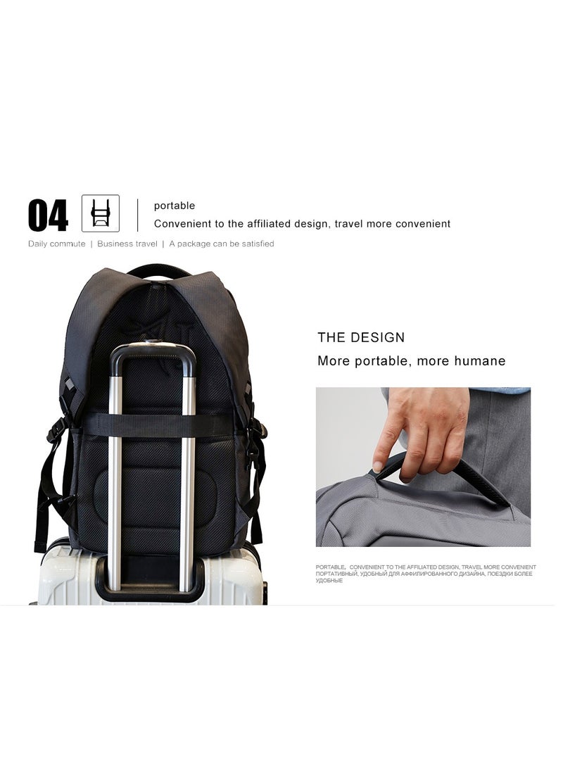 Casual Travel Backpack Water Resistant Unisex School College Bag with Built in USB Port and Laptop Compartment for Men and Women B00120C Black