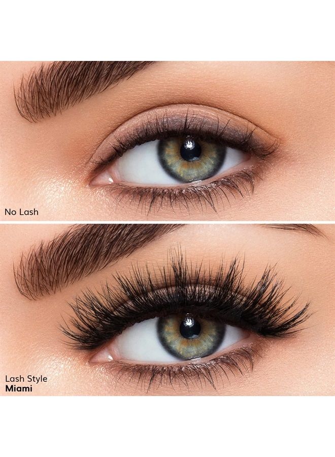 Miami 3D Mink Lashes - False Eyelashes Natural Look - Mink Eyelashes for Wispy Lashes Natural Look - Reusable Fake Eyelashes up to 25 Wears - Volume and Fluffy Eyelashes for Wispy Eyelash