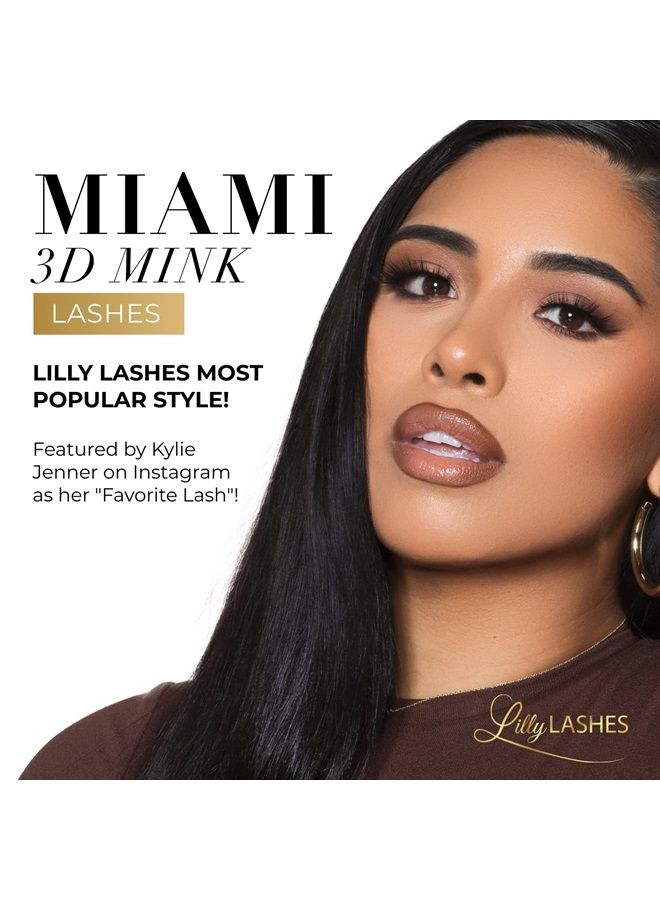 Miami 3D Mink Lashes - False Eyelashes Natural Look - Mink Eyelashes for Wispy Lashes Natural Look - Reusable Fake Eyelashes up to 25 Wears - Volume and Fluffy Eyelashes for Wispy Eyelash