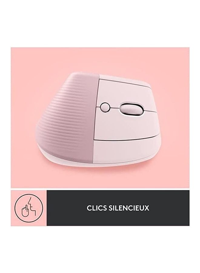 Lift Vertical Ergonomic Mouse, Logi Bolt USB Receiver, 4000 DPI Sensitivity, Multi-OS Compatibility, 10m Range, 2 Year Battery Life, Quiet Clicks & Smartwheel, 910-006478 Pink