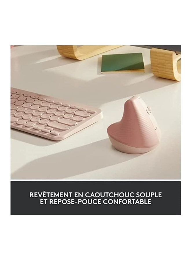 Lift Vertical Ergonomic Mouse, Logi Bolt USB Receiver, 4000 DPI Sensitivity, Multi-OS Compatibility, 10m Range, 2 Year Battery Life, Quiet Clicks & Smartwheel, 910-006478 Pink