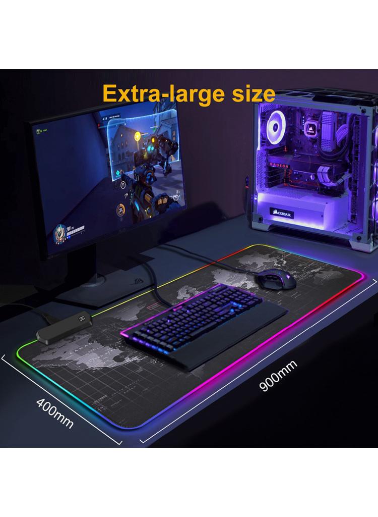 Luminescent Exclusive For Esports Games Gaming Mouse Pad Extended Large Mat Desk Pad Stitched Edges Mousepad Long Mouse Pad And Non-Slip Rubber Base Mice Pad 900X400X3mm