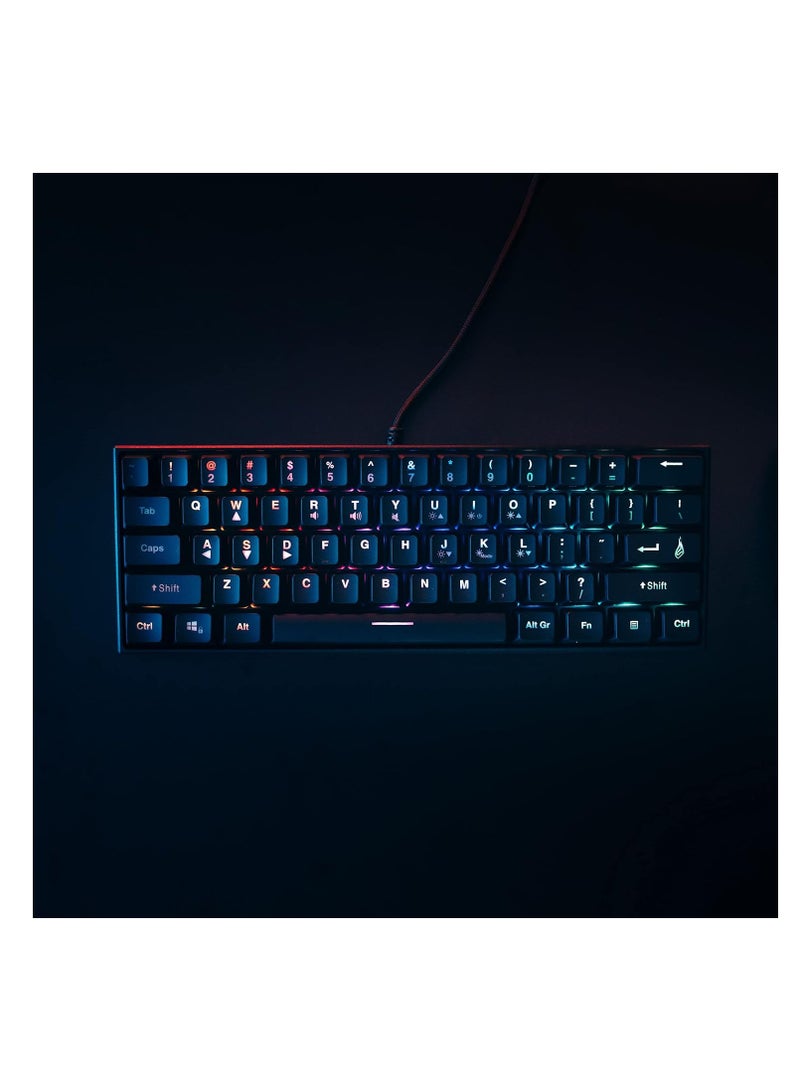 Surefire Kingpin X1 60% Gaming Keyboard, US English, Gaming Multimedia Keyboard, Small & Mobile, RGB Keyboard with Lighting, 25 Anti-Ghosting Keys, American Layout QWERTY