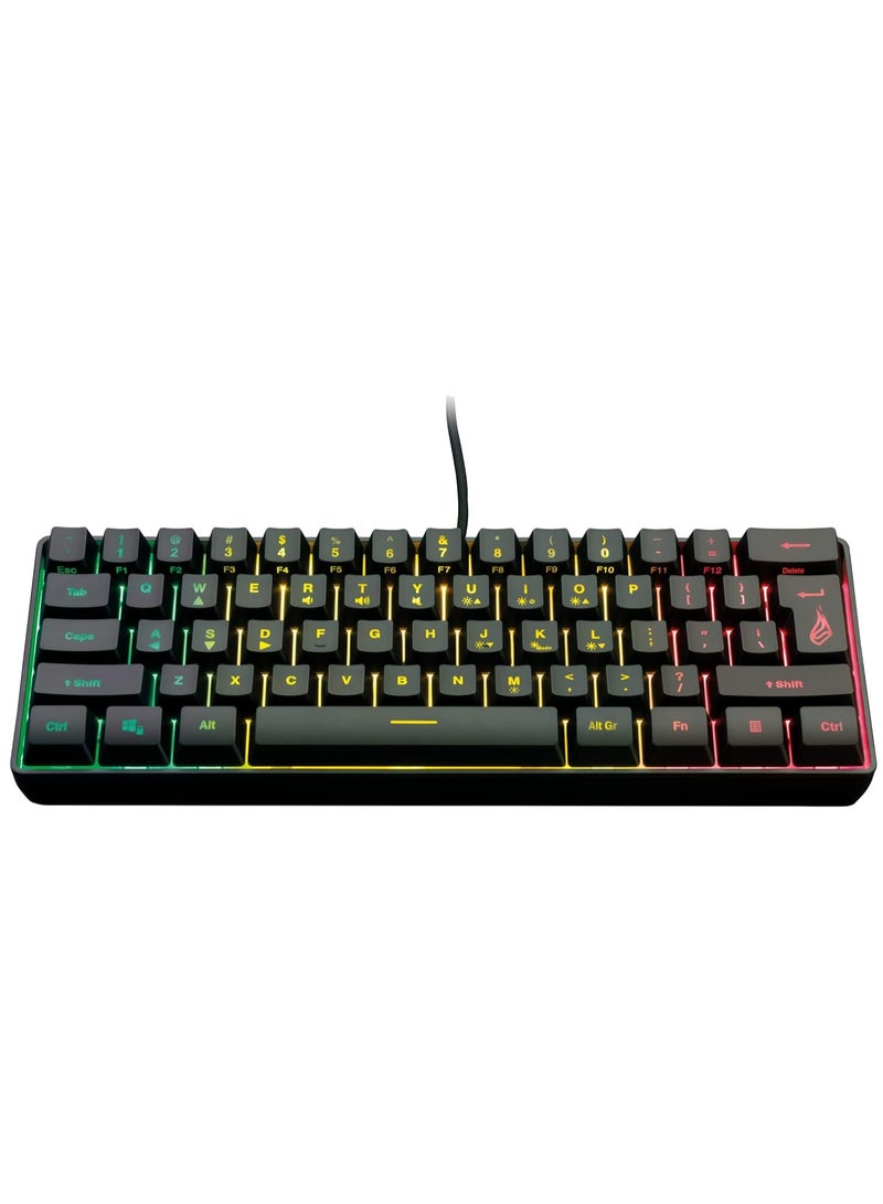 Surefire Kingpin X1 60% Gaming Keyboard, US English, Gaming Multimedia Keyboard, Small & Mobile, RGB Keyboard with Lighting, 25 Anti-Ghosting Keys, American Layout QWERTY