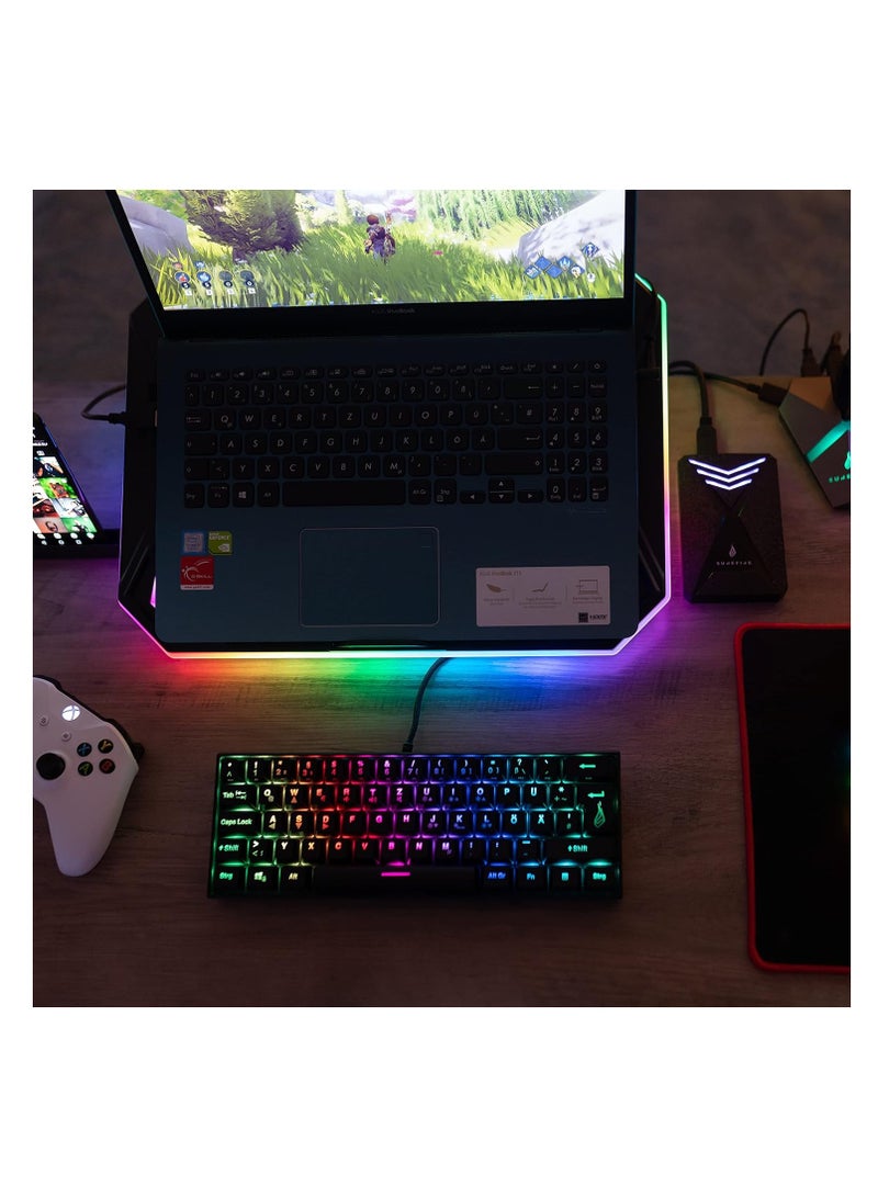 Surefire Kingpin X1 60% Gaming Keyboard, US English, Gaming Multimedia Keyboard, Small & Mobile, RGB Keyboard with Lighting, 25 Anti-Ghosting Keys, American Layout QWERTY