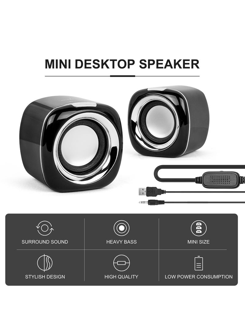 Computer Speakers, 6W PC Powered Speakers USB Speaker Monitor Speakers for Desktop Computer/PC/Laptop Gaming Speaker