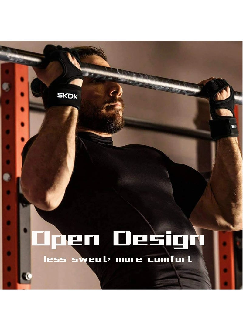 Weight Lifting Gloves, Strong Impact Resistance Weight Lifting Fitness Gloves With Wrist Wraps, Silicone Gel Full Palm Protection Gym Workout Gloves For Men, (Size L, Black)
