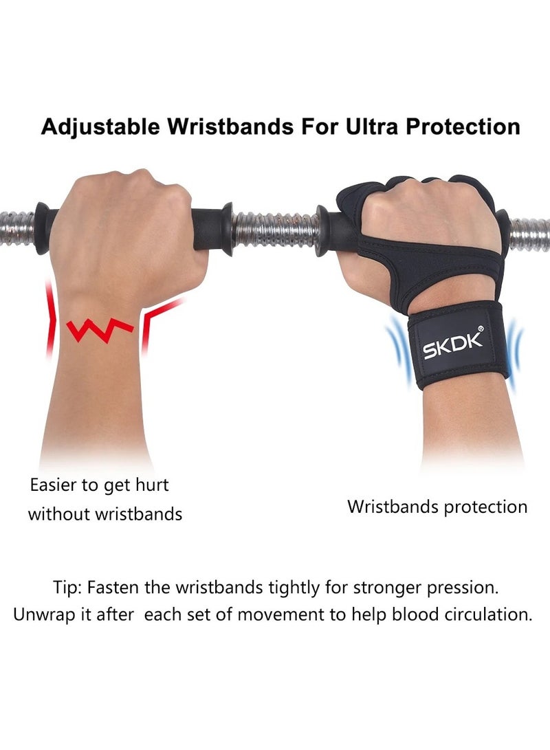 Weight Lifting Gloves, Strong Impact Resistance Weight Lifting Fitness Gloves With Wrist Wraps, Silicone Gel Full Palm Protection Gym Workout Gloves For Men, (Size L, Black)