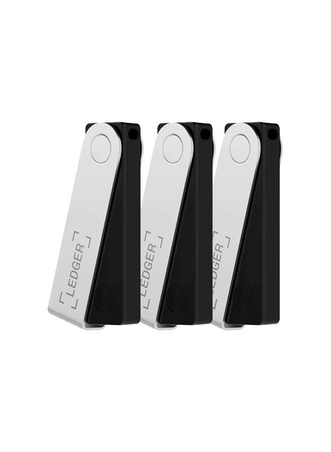 Family Pack X - 3 Ledger Nano X Crypto Hardware Wallets | Safest Crypto & NFT Cold Storage, Wireless Bluetooth & Type-C Connectivity, 5000+ Coins Supported, for iOS & Android, MacOS & Windows - Black