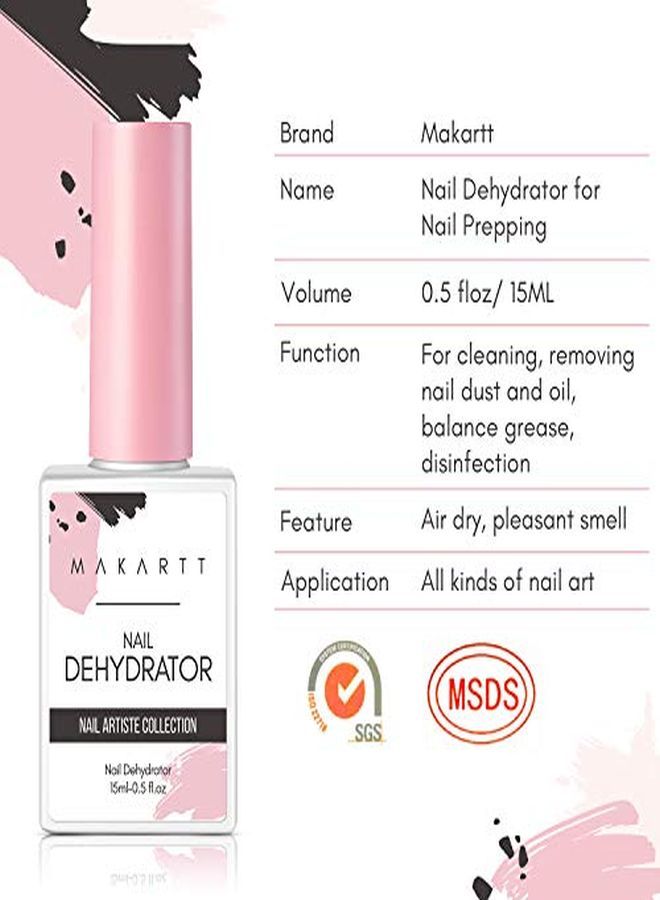 Nail Dehydrator And Primer Set, Air Dry Professional Nail Prep Nail Primer Long-Lasting Protein Bond For Acrylic Nails Powder Uv Gel Nail Polish(15Ml/0.5 Oz)