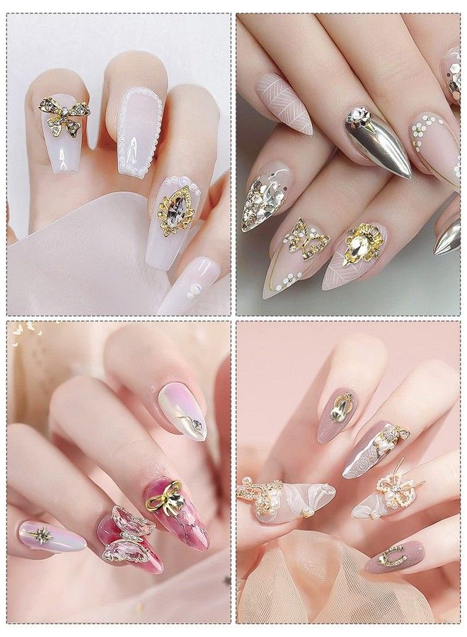 48 Pcs 3D Nails Art Rhinestones Luxury Shiny Nail Diamonds Rhinestones Metal Nail Jewels For Alloy Nail Decorations