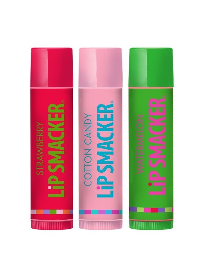 s Flavored Lip Balm Trio Original & Best, Strawberry Watermelon, Cotton Candy, Clear Matte, For Kids, Women, Men,3 Count (Pack of 1)