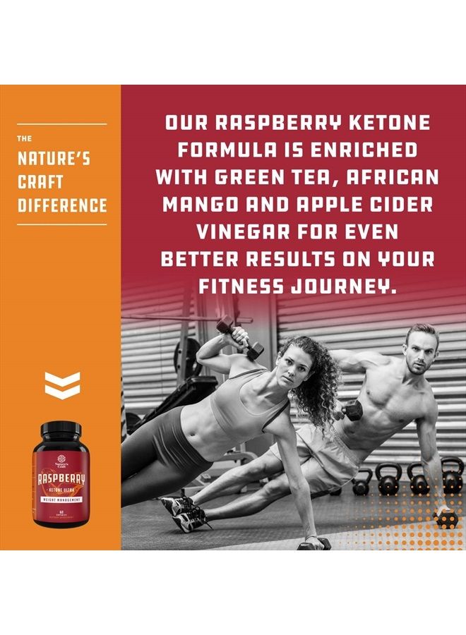 Blend of Raspberry Ketones, Green Tea Extract and African Mango – Lose Weight Faster – Potent Ingredients to Speed Up Weight Loss, Suppress Appetite & Burn Fat – 60 Capsules