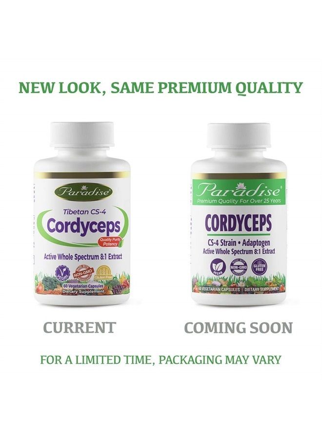Cordyceps CS-4 Extract, Vegan Antioxidant, Non GMO, Gluten Free, 60 Vegetarian Capsules