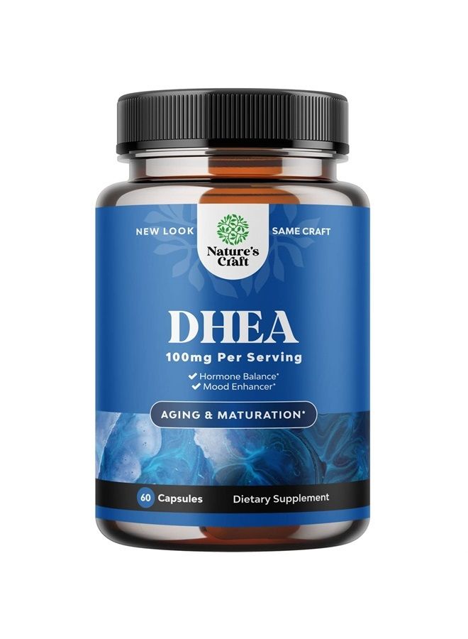 Pure DHEA Supplement for Women and Men - DHEA 100mg Thyroid Support for Women Health Immune Support Bone Health and Mood Support Supplement - DHEA for Women Energy Supplement and Wellness Supplement