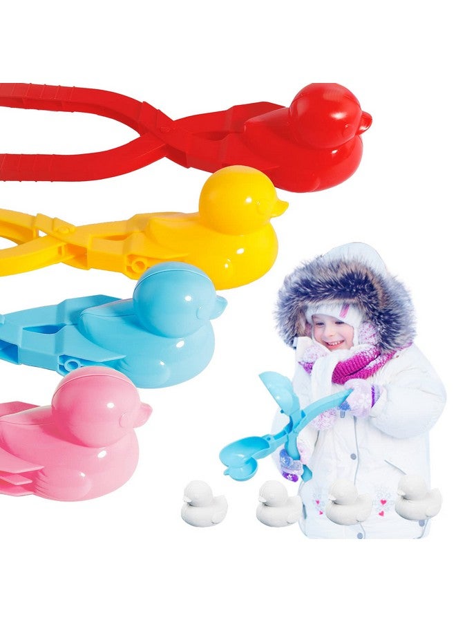 Snowball Maker Toys 4Pcs Cartoon Duck Snowball Maker Clip Outdoor Sports Snow Sand Mold For Kids, Children Snow Ball Fights, Winter Outdoor Activities Random Color