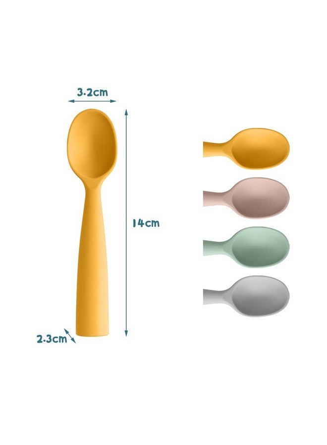 Silicone Baby Feeding Spoons 4 Pcs Baby Spoons First Stage Feeding Spoons For Infants Silicone Baby Spoons Ultra Durable & Chewproof Silicone Feeding Spoons Dishwasher Safe Baby Utensils