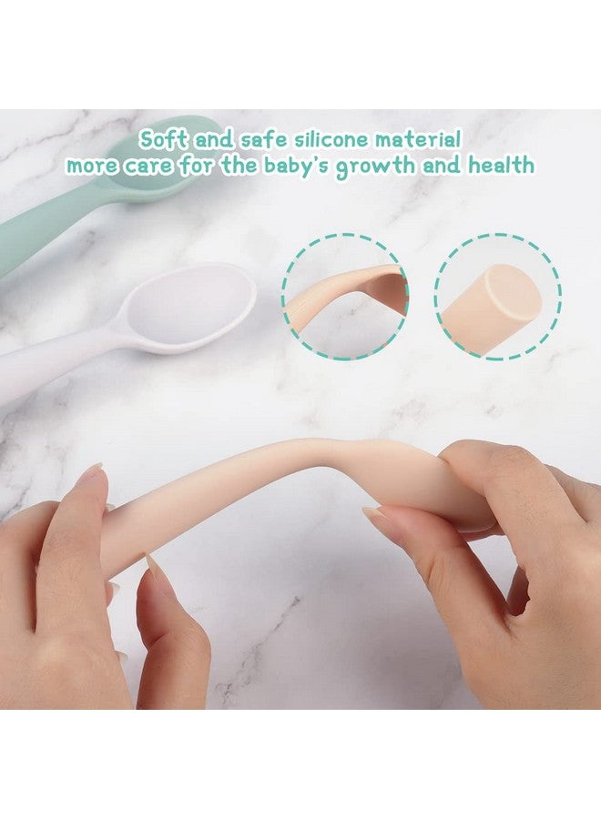 Silicone Baby Feeding Spoons 4 Pcs Baby Spoons First Stage Feeding Spoons For Infants Silicone Baby Spoons Ultra Durable & Chewproof Silicone Feeding Spoons Dishwasher Safe Baby Utensils