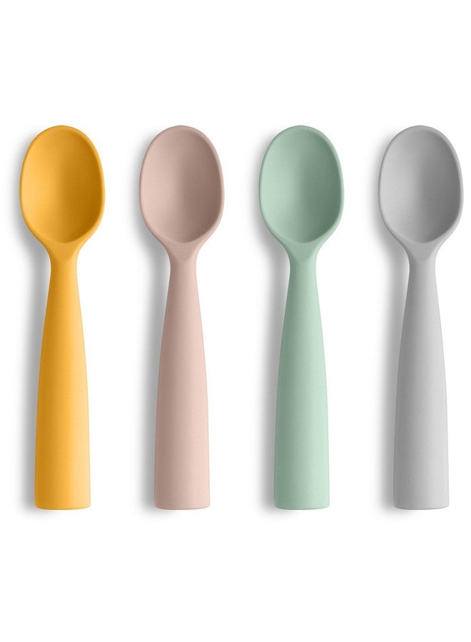 Silicone Baby Feeding Spoons 4 Pcs Baby Spoons First Stage Feeding Spoons For Infants Silicone Baby Spoons Ultra Durable & Chewproof Silicone Feeding Spoons Dishwasher Safe Baby Utensils