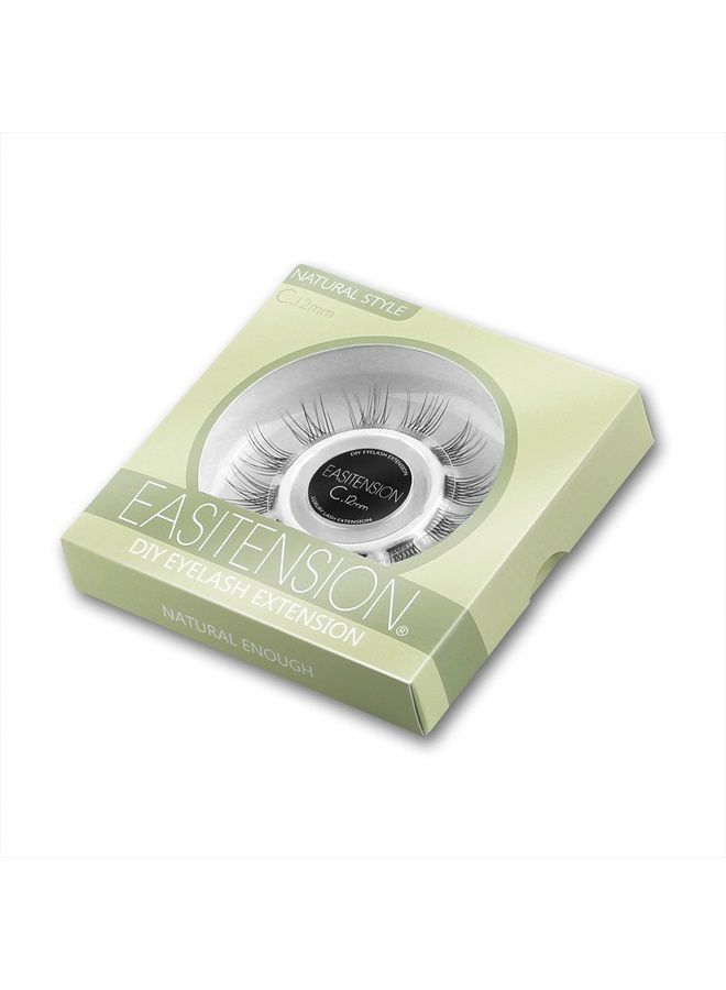 DIY Eyelash Extension, Glue Bonded Band Individual Lash 12 Clusters Natural Lashes Set, Home Eyelash Extension, C curl Lashes Pack (10MM-Natural)