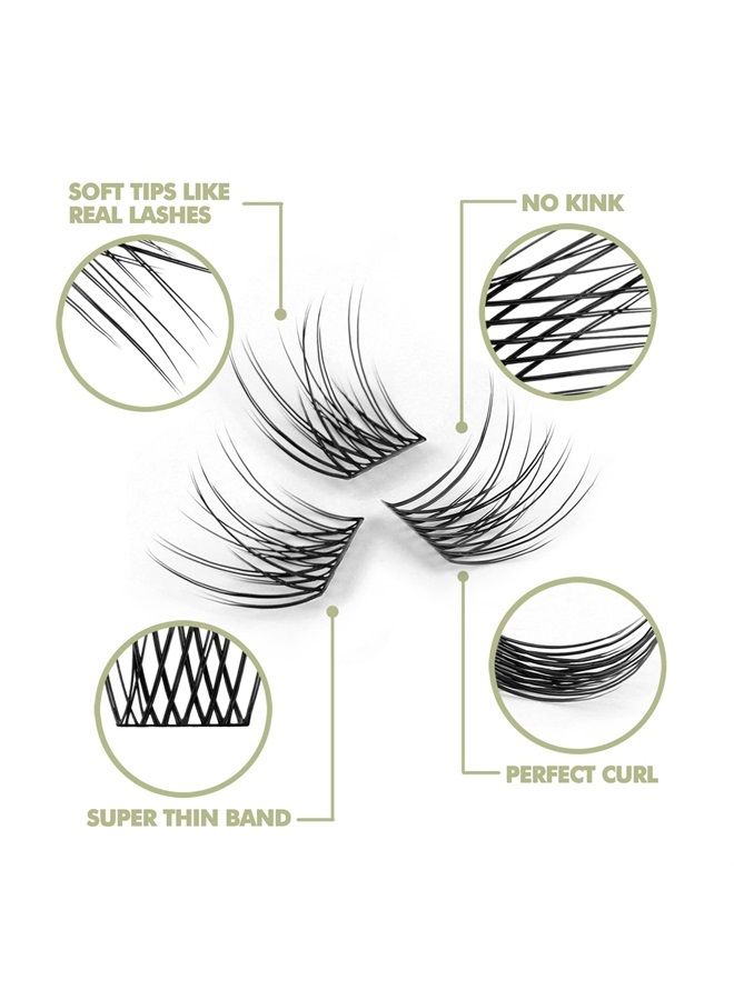 DIY Eyelash Extension, Glue Bonded Band Individual Lash 12 Clusters Natural Lashes Set, Home Eyelash Extension, C curl Lashes Pack (10MM-Natural)