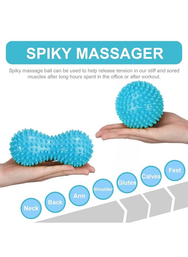 Massage Roler Ball & Spiky Massage Ball Set (Blue)