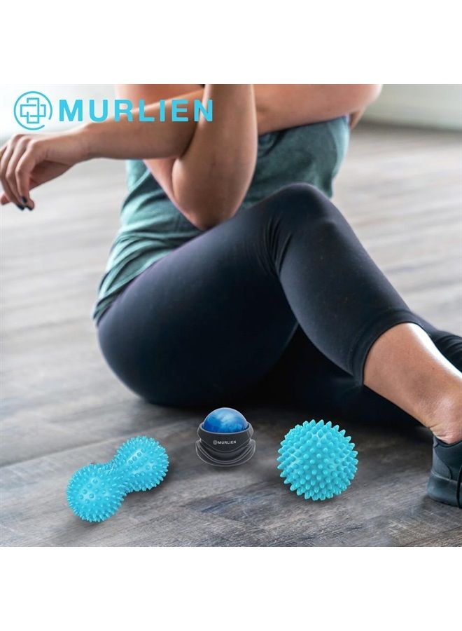 Massage Roler Ball & Spiky Massage Ball Set (Blue)