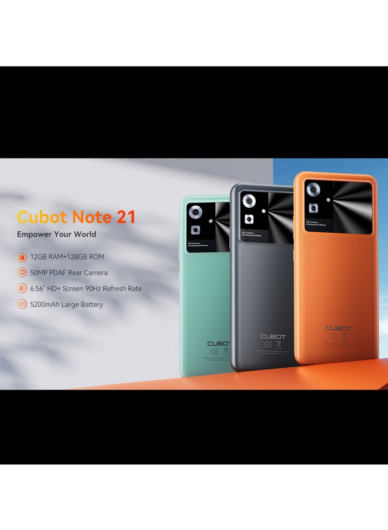 Note 21 Unlocked Cell Phone, Android 13 Smart Phone, 12GB RAM (6GB+6GB Extended), 128GB ROM, 5200mAh Battery 6.56
