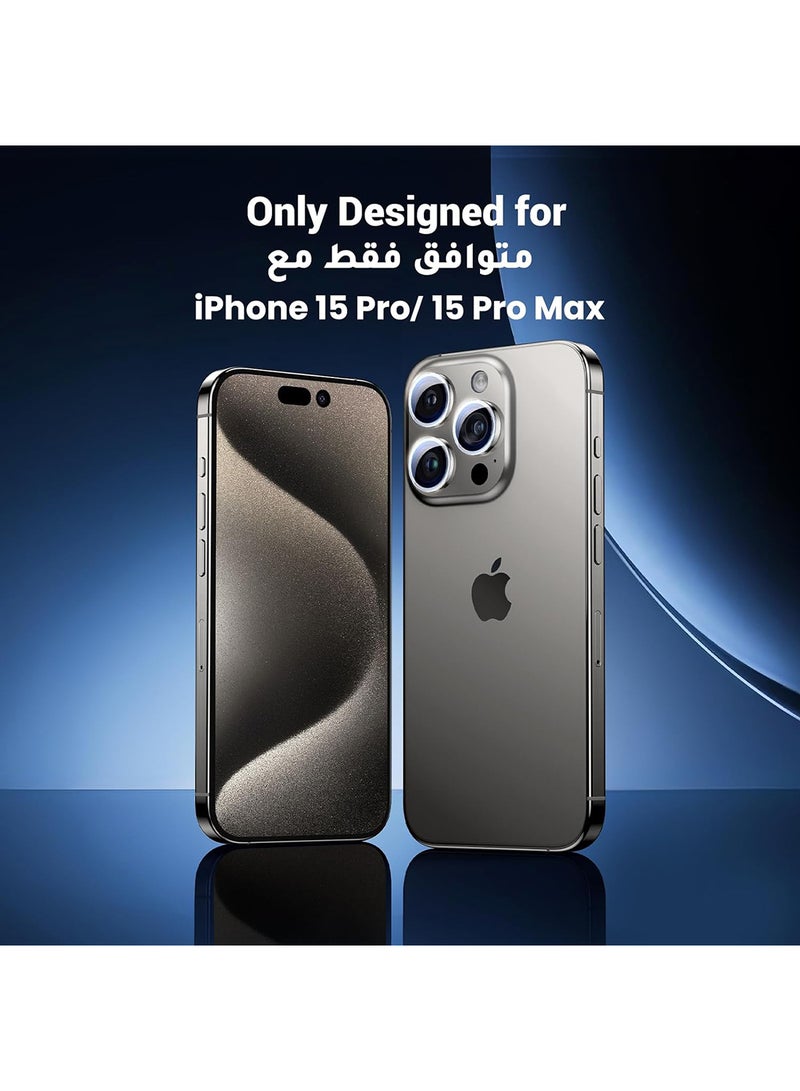 iPhone 15 Pro/15 Pro Max Camera Lens Protector【HD Clear Anti-Glare】【Case Friendly】Ultra-thin 9H Tempered Glass, Scratch-Resistant, Individual Lens Protector for iPhone 15 Pro/15 Pro Max Transparent