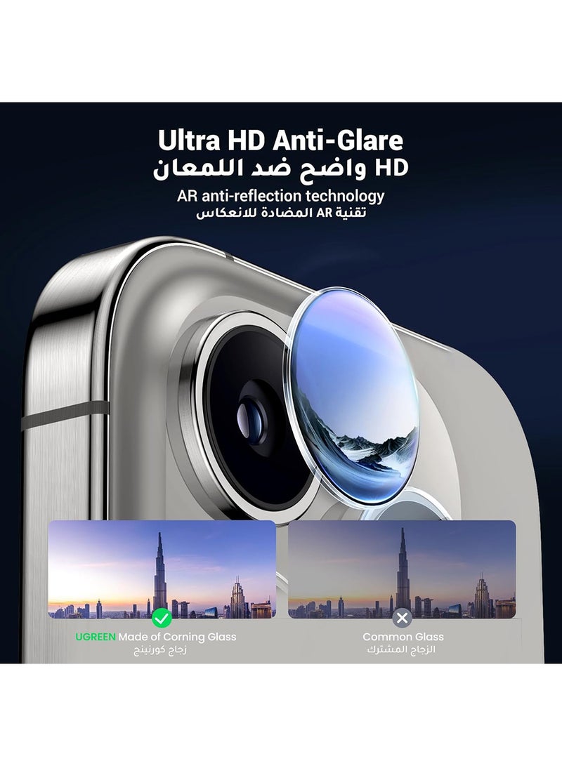 iPhone 15 Pro/15 Pro Max Camera Lens Protector【HD Clear Anti-Glare】【Case Friendly】Ultra-thin 9H Tempered Glass, Scratch-Resistant, Individual Lens Protector for iPhone 15 Pro/15 Pro Max Transparent