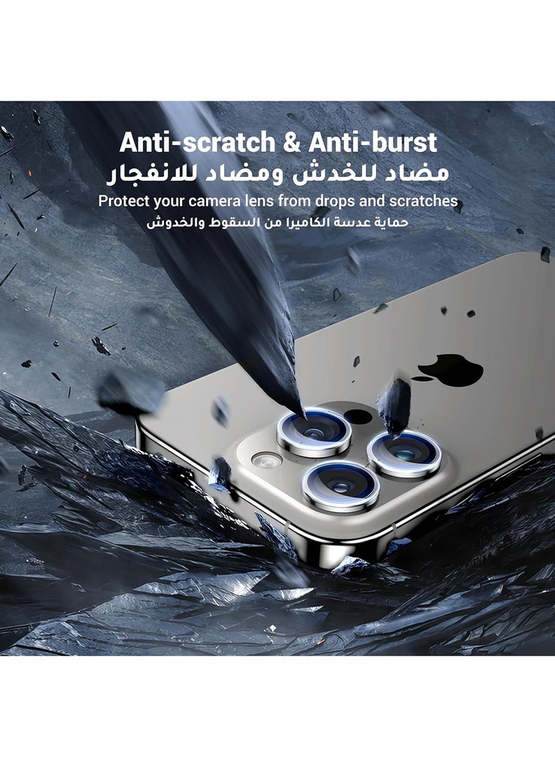 iPhone 15 Pro/15 Pro Max Camera Lens Protector【HD Clear Anti-Glare】【Case Friendly】Ultra-thin 9H Tempered Glass, Scratch-Resistant, Individual Lens Protector for iPhone 15 Pro/15 Pro Max Transparent