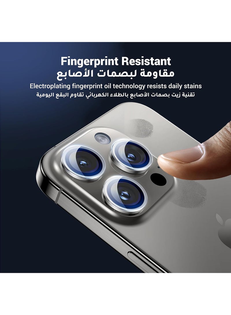 iPhone 15 Pro/15 Pro Max Camera Lens Protector【HD Clear Anti-Glare】【Case Friendly】Ultra-thin 9H Tempered Glass, Scratch-Resistant, Individual Lens Protector for iPhone 15 Pro/15 Pro Max Transparent