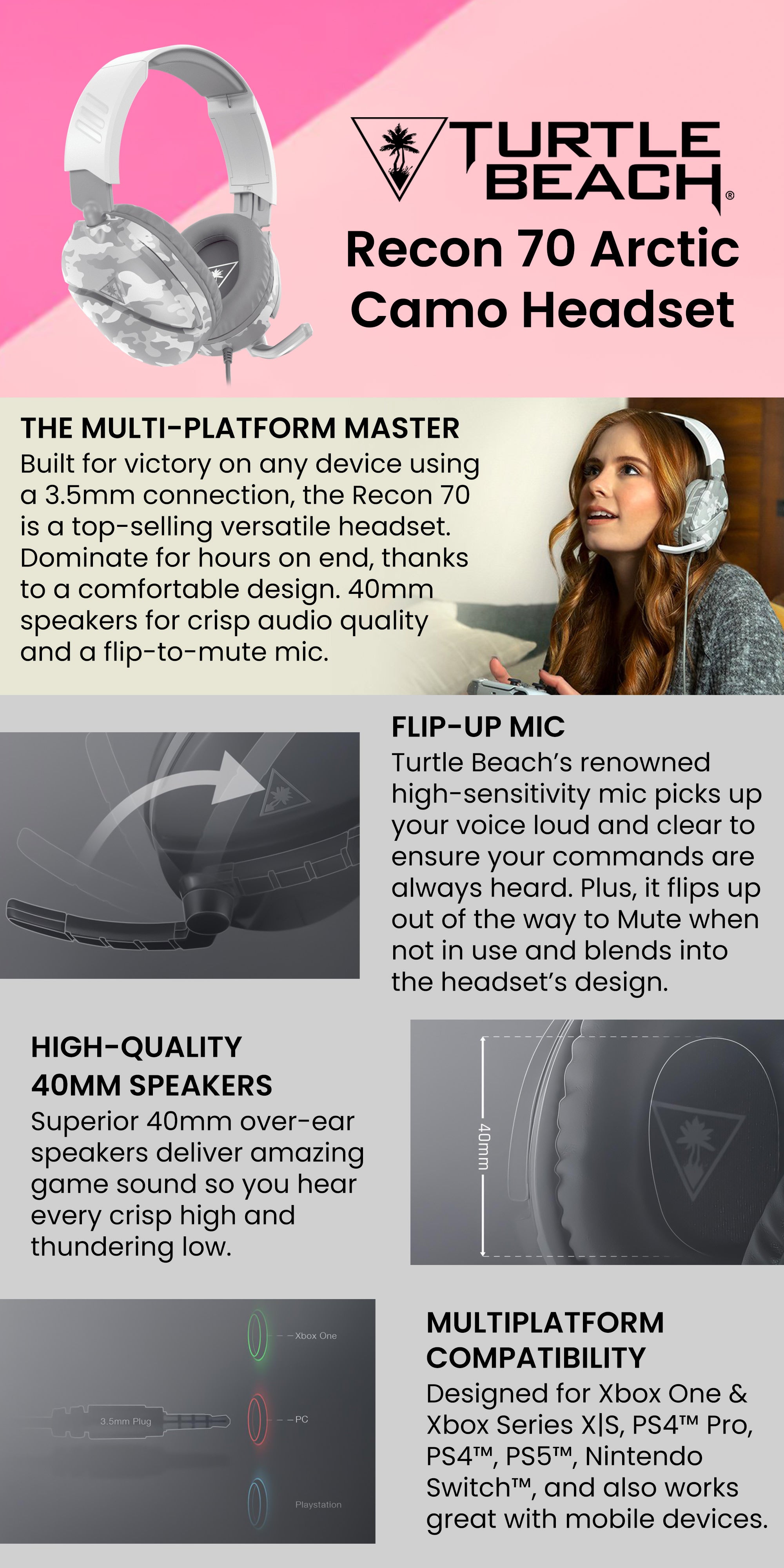 Recon 70 Artic Camo EF, FG, ROTW Gaming Headset