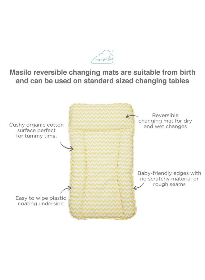 Organic Cotton Baby Changing Mat For Newborn Baby Essentials Unisex Chevron Yellow