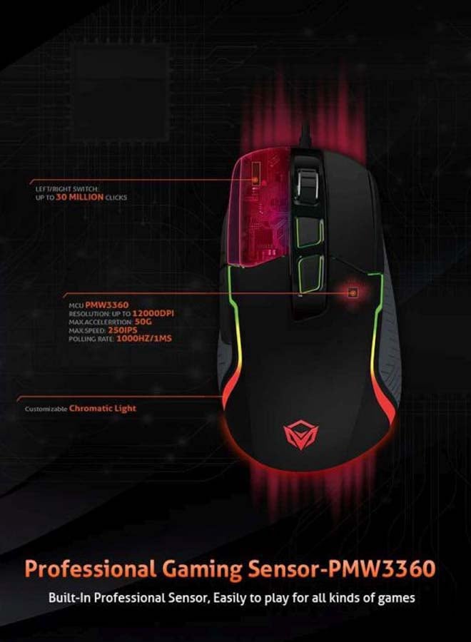 Poseidon Pro Wired Gaming Mouse Black/Red