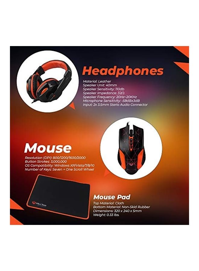 Gaming Keyboard And Mouse Add With Gaming Headset - wired