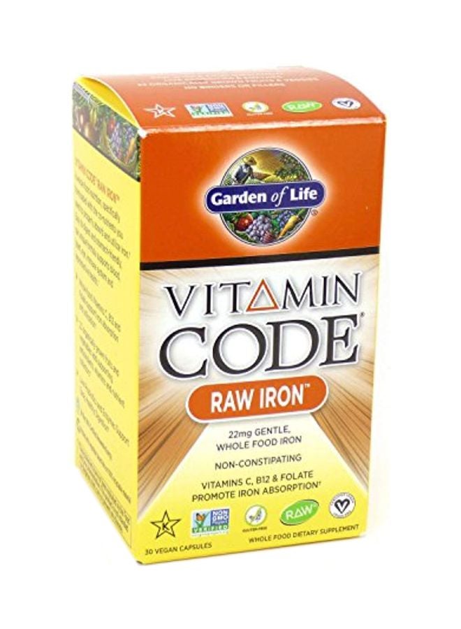 Pack Of 2 Vitamin Code Raw Iron- 30 Vegan Capsules