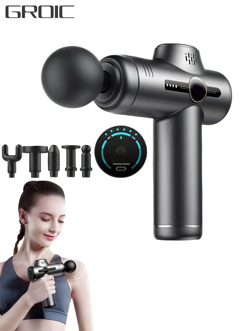 Muscle Massage Gun Percussion Massager Gun Deep Tissue with 6 Heads Muscle Massager for Office Gym Home Post Workout Recovery Massage Gun