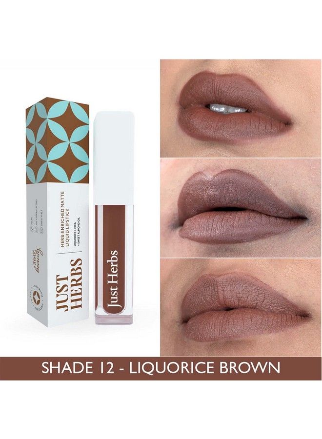 Ayurvedic Creamy Matte Long Lasting Liquid Lipstick Lightweight & Hydrating Lip Colour With Liquorice & Sweet Almond Oil Liquorice Brown 2 Ml