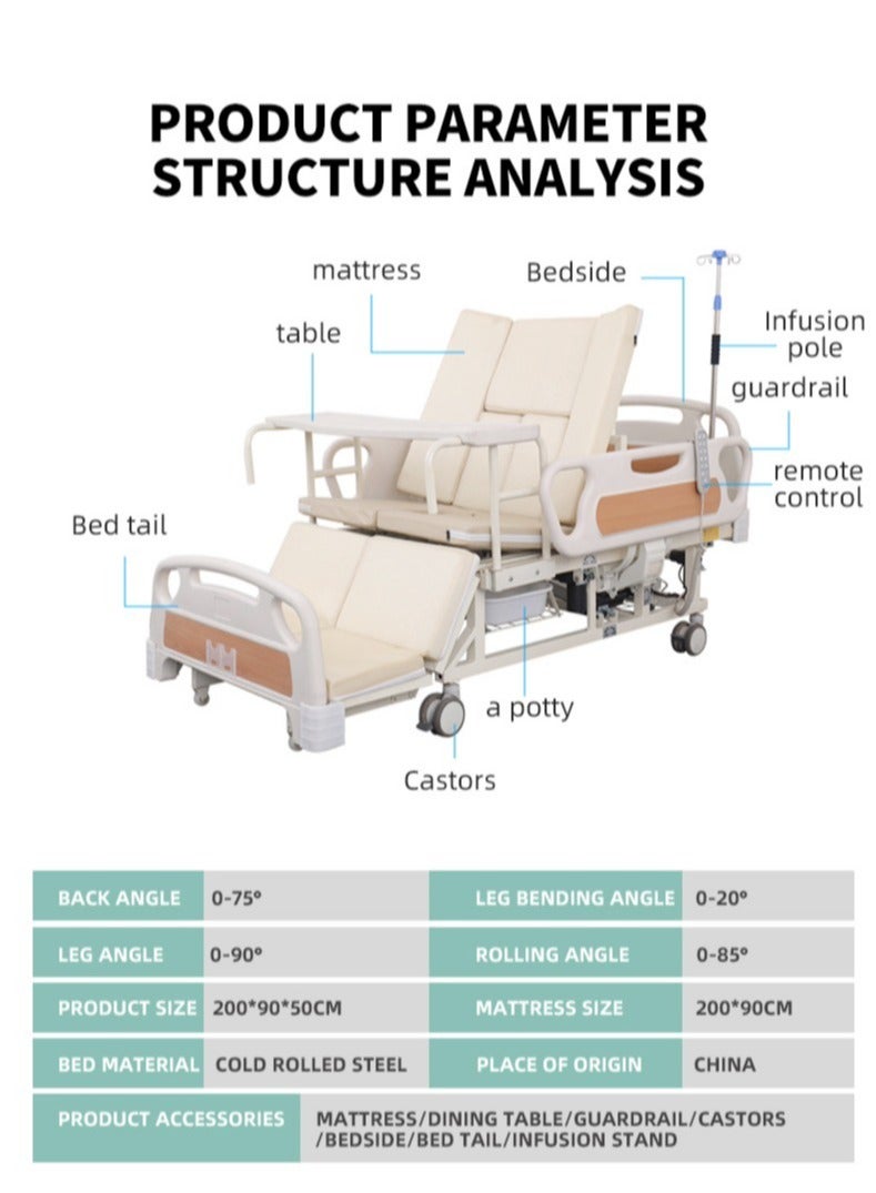 Hospital Bed Profiling Care Bed Patient Bed Care Bed Multifunctional Care Bed Manual Adjustable Medical Patient with Hospital Bed