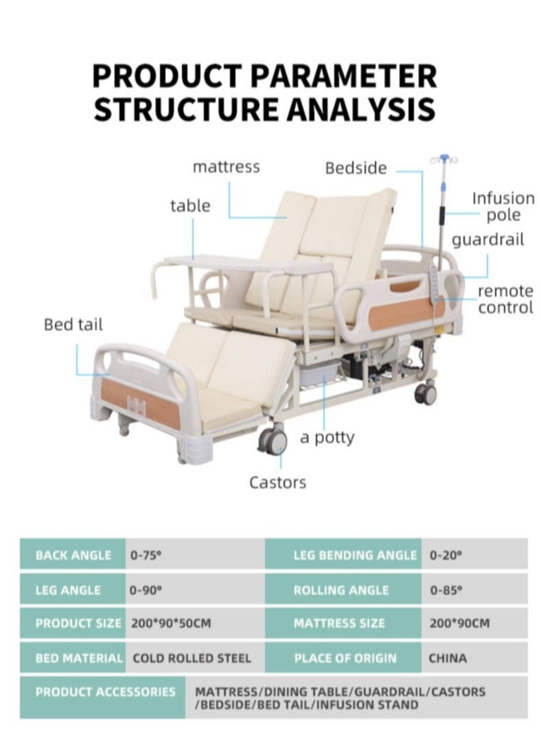 Hospital Bed Profiling Care Bed Patient Bed Care Bed Multifunctional Care Bed Manual Adjustable Medical Patient with Hospital Bed