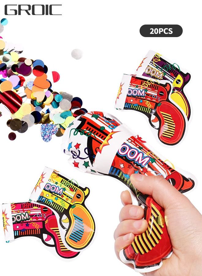 20PCS Inflatable Fireworks Gun, Handheld Confetti Poppers Machine with Ribbons Easy Pop, Self-Inflating Confetti Gun Multicolor Safe Party Supplies for Parties and Celebrations Eco-friendly