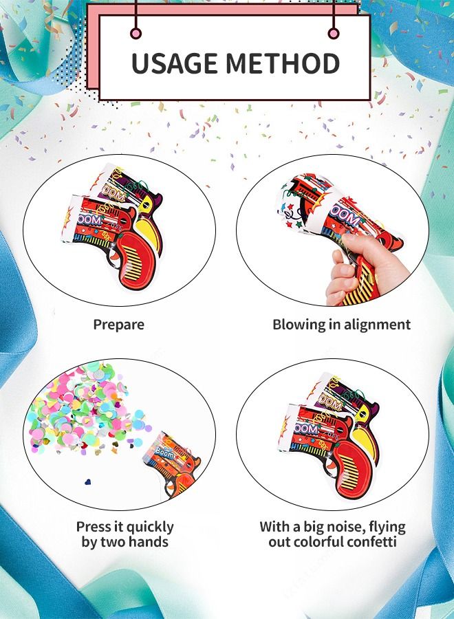 20PCS Inflatable Fireworks Gun, Handheld Confetti Poppers Machine with Ribbons Easy Pop, Self-Inflating Confetti Gun Multicolor Safe Party Supplies for Parties and Celebrations Eco-friendly